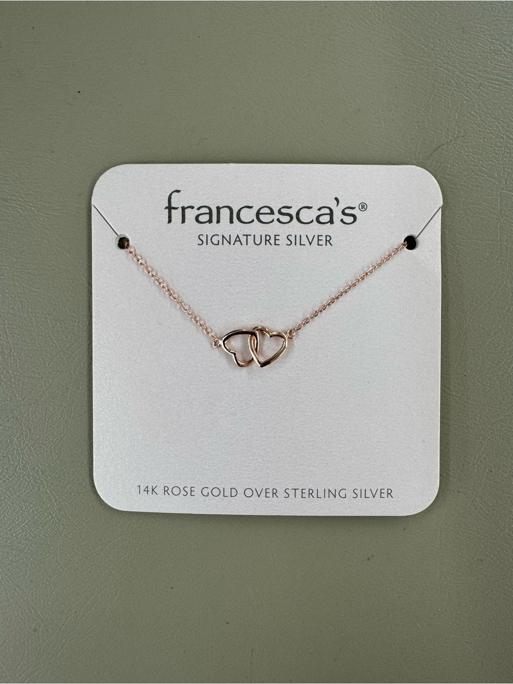Francesca's Collections Rose Gold Interlocking Heart Necklace